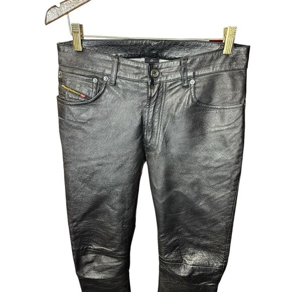 Diesel Industry | Men's Leather Black Pants sz 27 - Picture 2 of 14